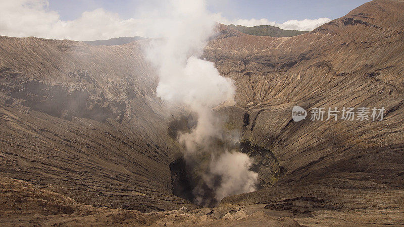 带有火山口的活火山。Gunung Bromo，爪哇，印度尼西亚